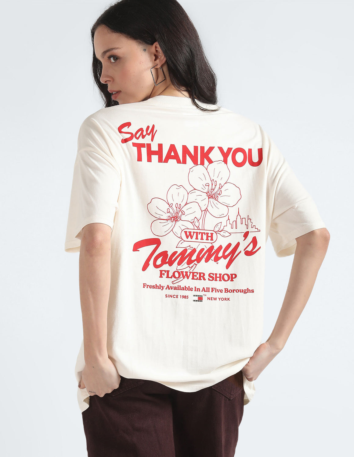 Women Printed Round Neck Organic Cotton White T-Shirt