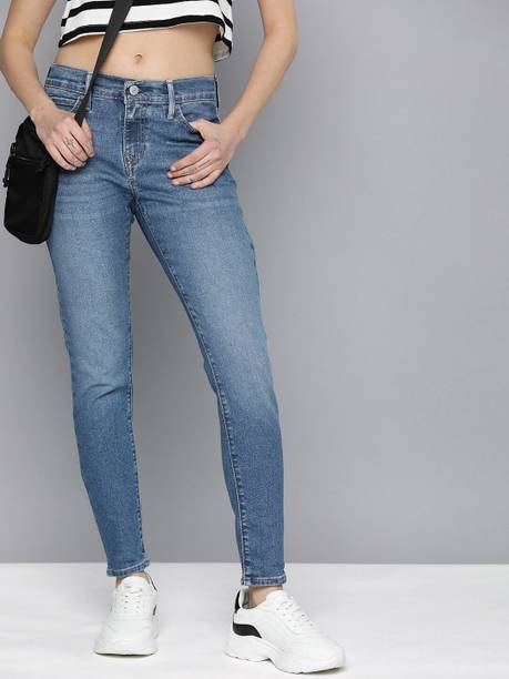 710 Women Super Skinny Mid Rise Blue Jeans