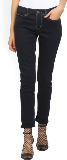 711 Women Skinny Mid Rise Dark Blue Jeans