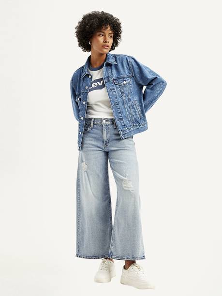 Women Loose Fit Mid Rise Blue Jeans