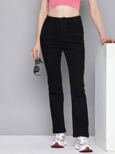 Women Boot-Leg High Rise Black Jeans