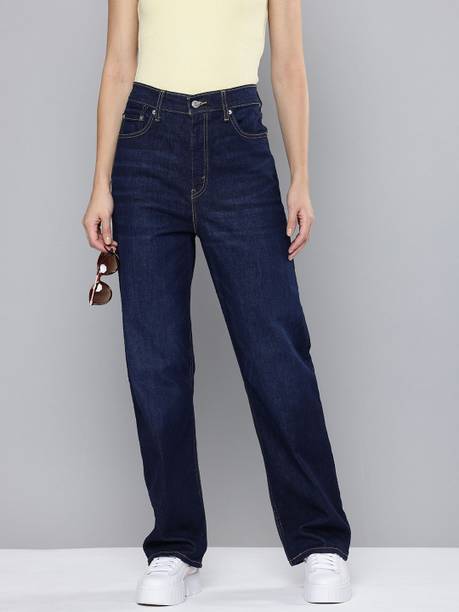 Women Straight Fit High Rise Blue Jeans
