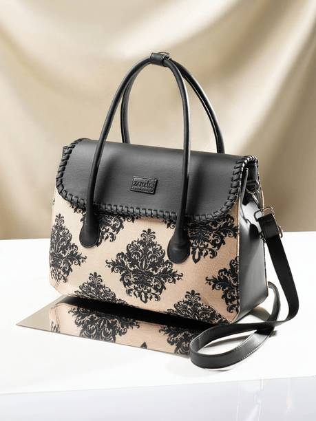Women Beige, Black Satchel