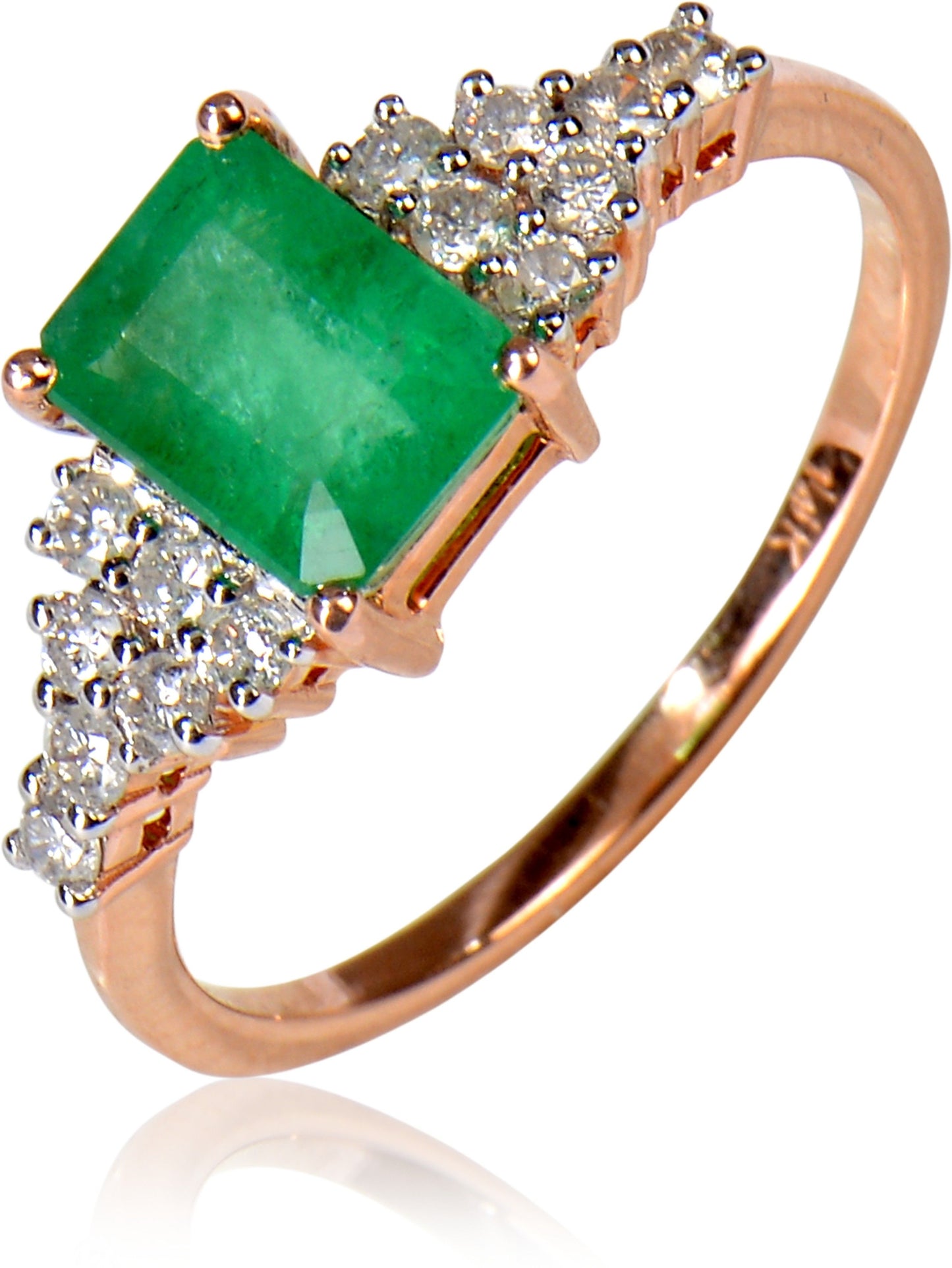 Rakam Gold Emerald, Diamond 14K Rose Gold 14 K Ring