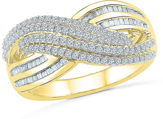 Radiant Bay Fancy Ripples Yellow Gold Diamond 14 K Ring
