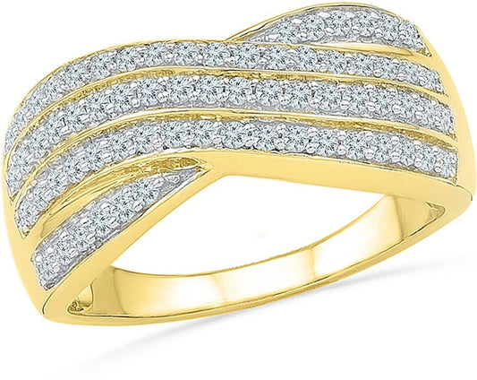 Radiant Bay Ripples Yellow Gold Diamond 14 K Ring