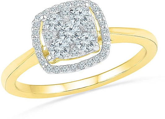 Radiant Bay Five Stone Yellow Gold Diamond 14 K Ring
