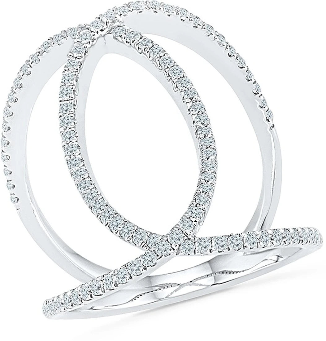 Radiant Bay Knuckle Delight White Gold Diamond 14 K Ring