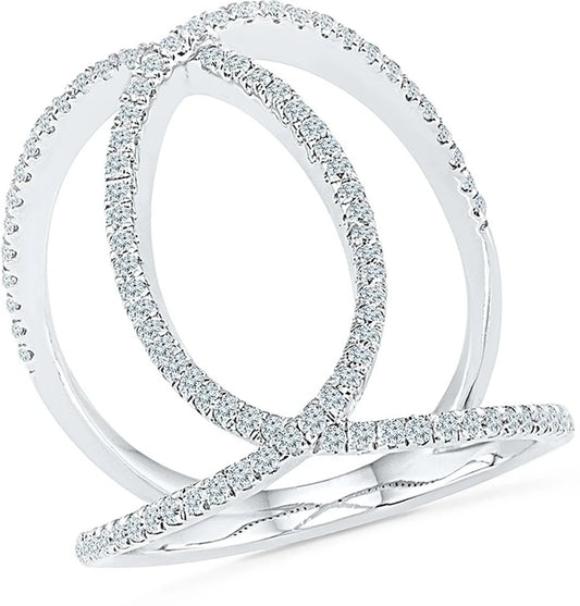 Radiant Bay Knuckle Delight White Gold Diamond 14 K Ring