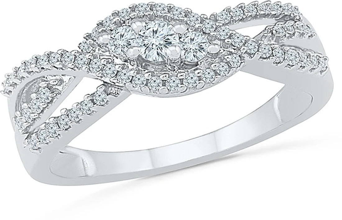 Radiant Bay Flourishing Infinity White Gold Diamond 14 K Ring