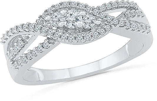 Radiant Bay Flourishing Infinity White Gold Diamond 14 K Ring