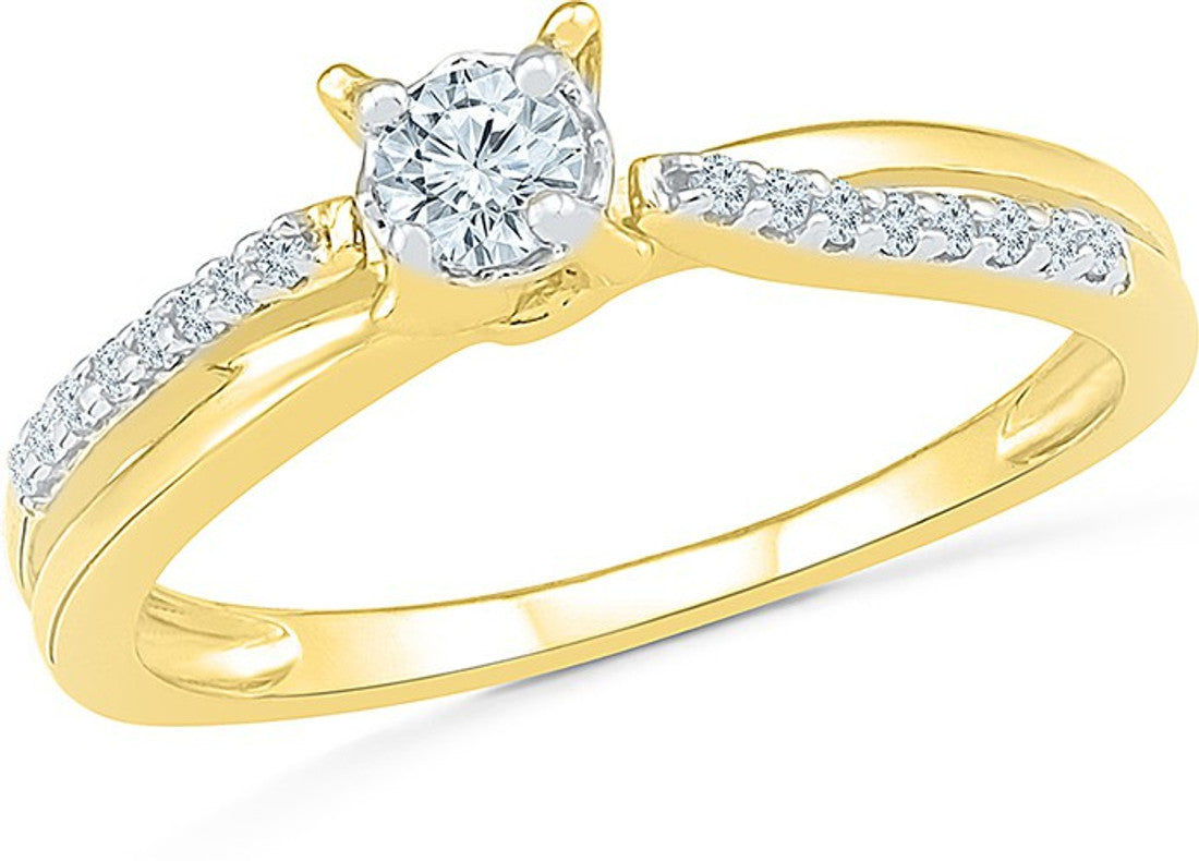 Radiant Bay Sublime Stunner Yellow Gold Diamond 14 K Ring