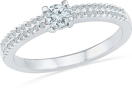 Radiant Bay Classic Solitaire White Gold Diamond 14 K Ring