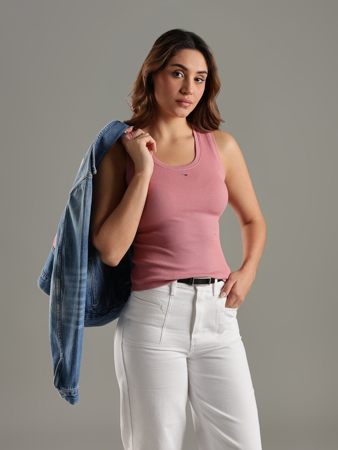 Women Self Design Round Neck Pure Cotton Pink T-Shirt