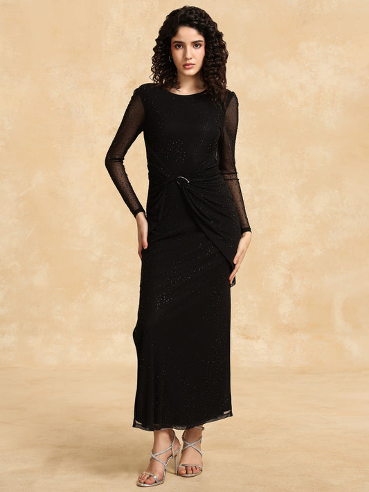 Women Bodycon Black Maxi/Full Length Dress