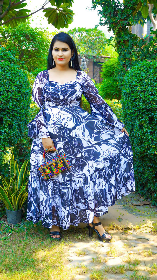 Women Maxi Blue Full Length Dress