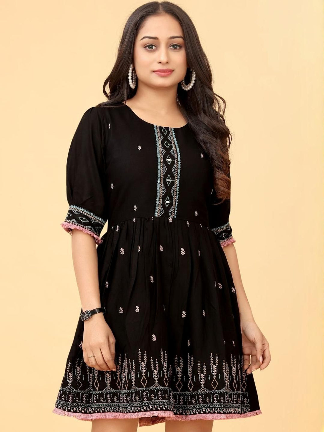 Women Fit and Flare Black Knee Length Dress