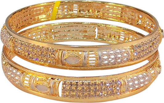 Shagun Trends Brass Diamond Yellow Gold Bangle Set