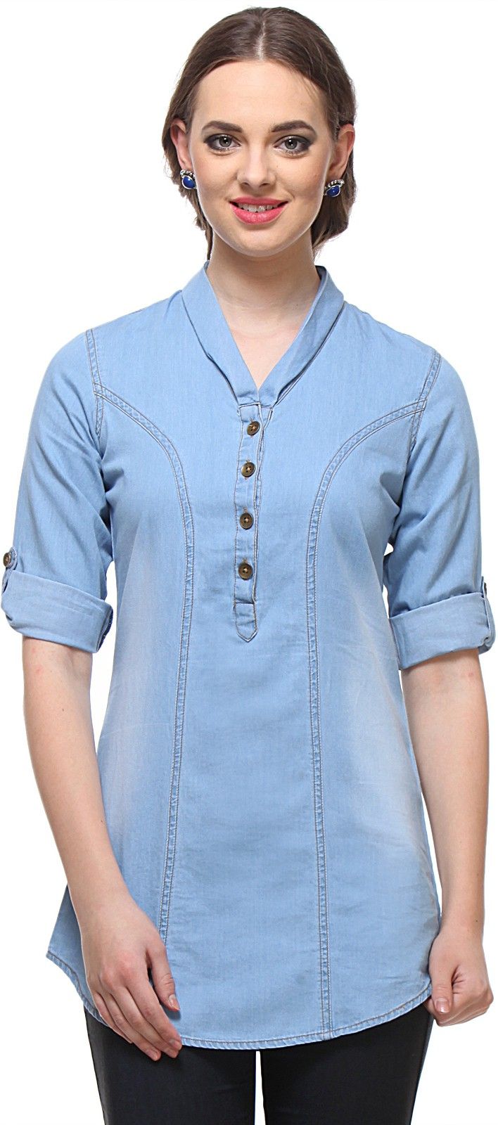 Zoysia Casual 3/4 Sleeve Solid Women's Top