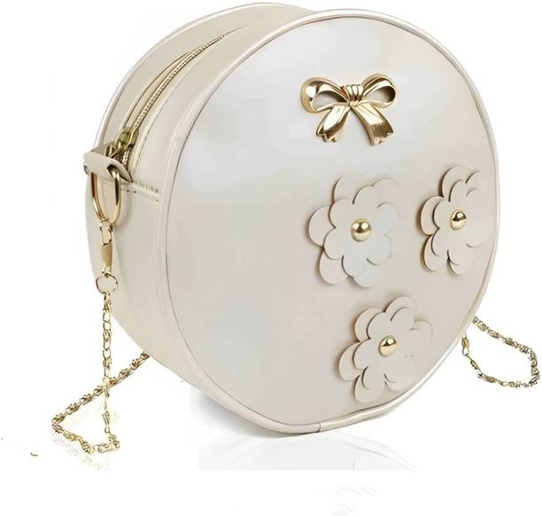 White, Gold Women Sling Bag sling bag women stylish lad...