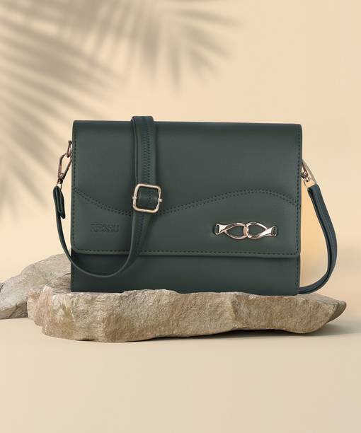 Green Women Sling Bag Women's Sling Cross-Body Bags Wit...