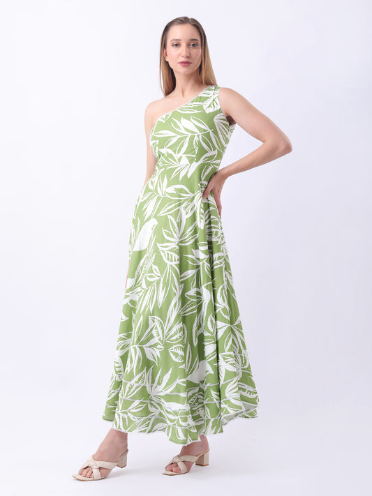 Women Fit and Flare Green Maxi/Full Length Dress