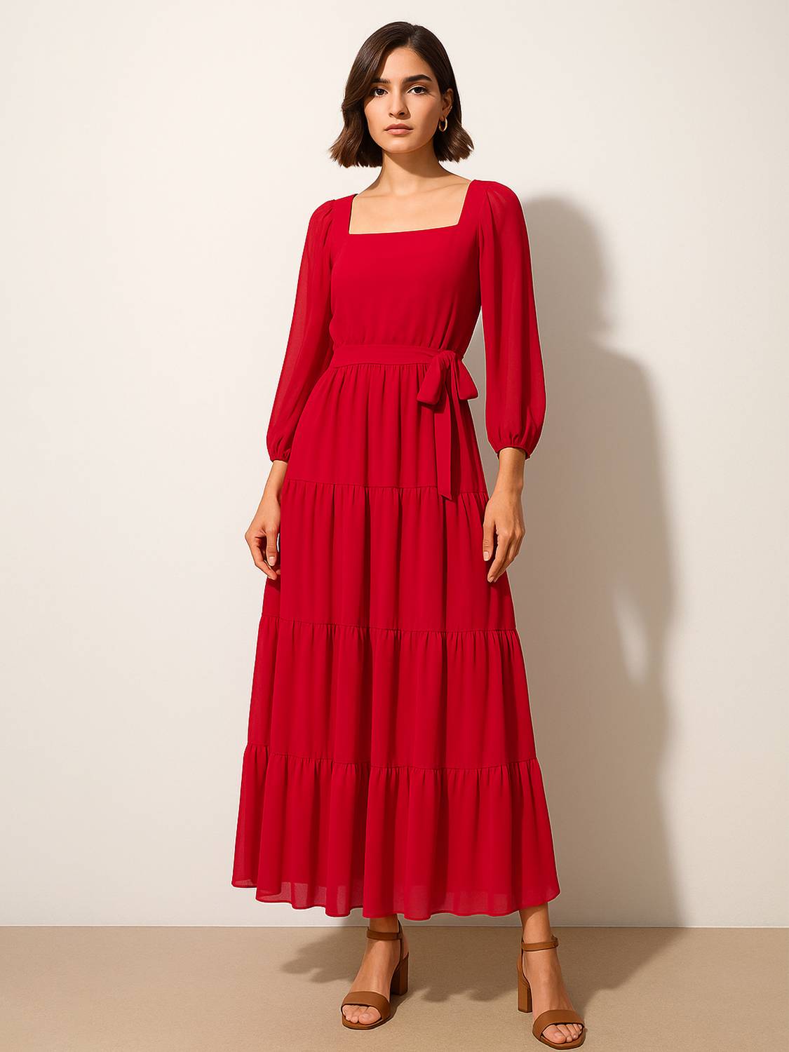Women Maxi Red Full Length Dress