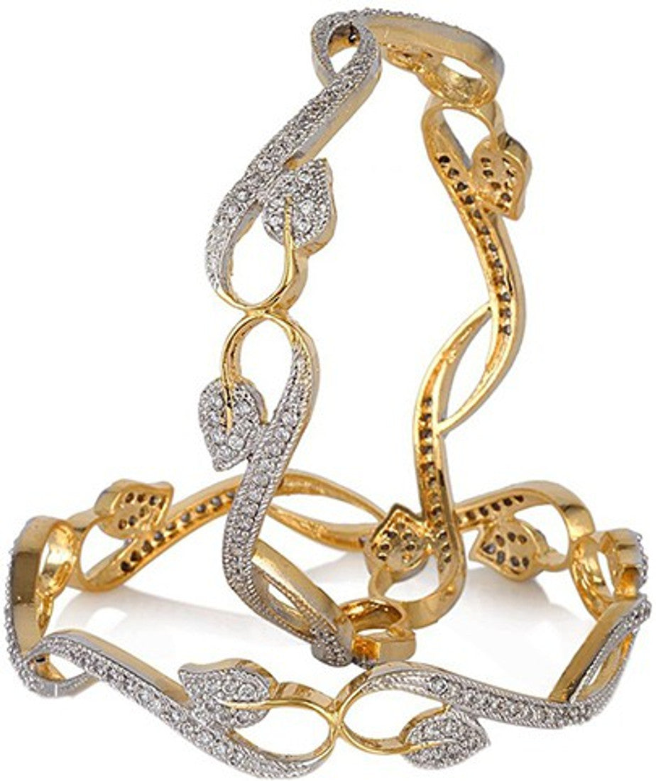 Zeneme Alloy Cubic Zirconia Yellow Gold Bangle Set