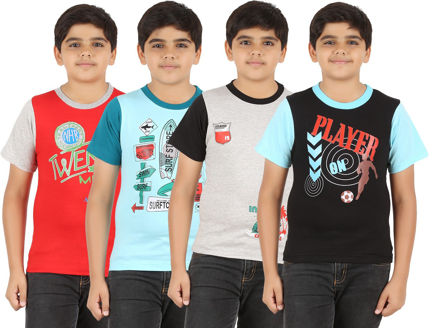 Zippy Printed Boy's Round Neck Multicolor T-Shirt